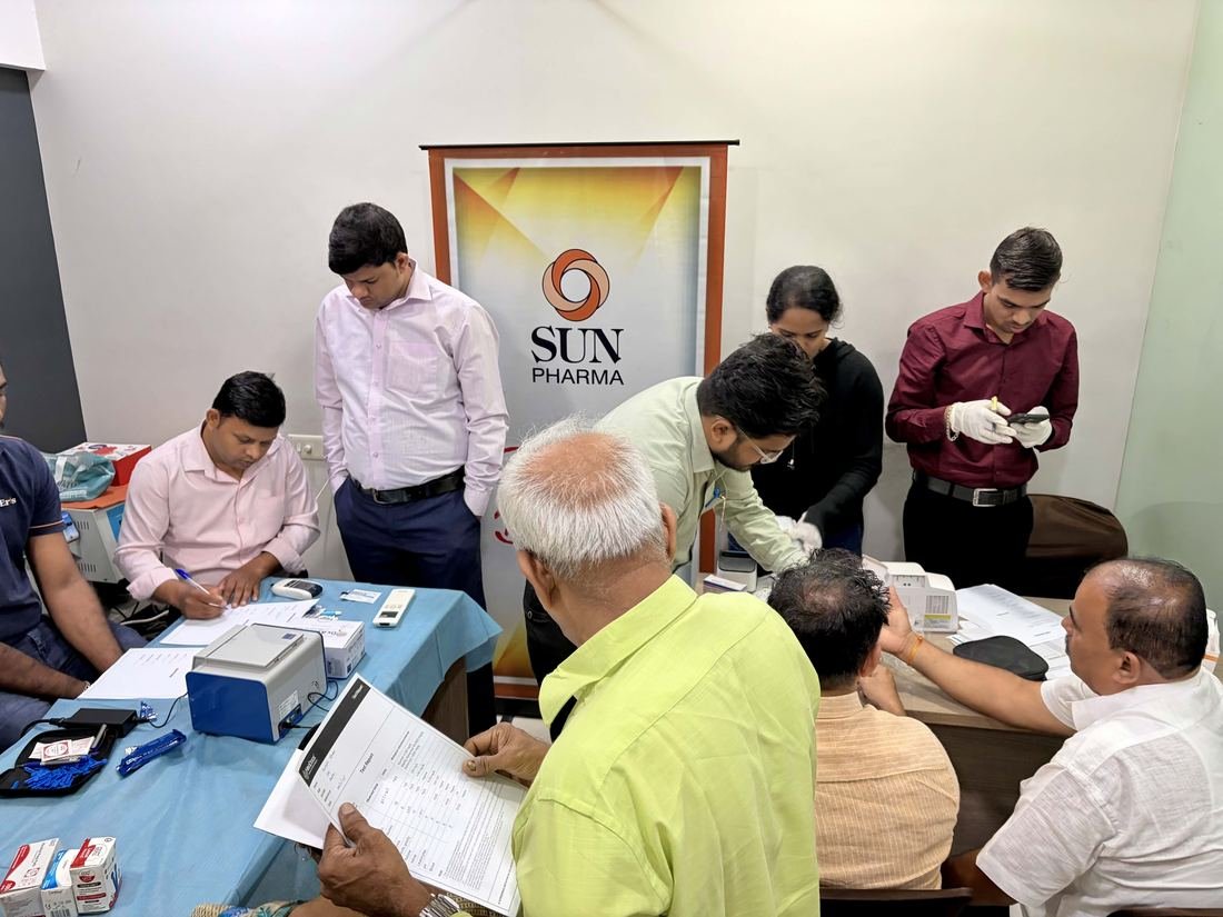Free blood sugar and lipid screening under way at a Synergy Health Foundation camp
